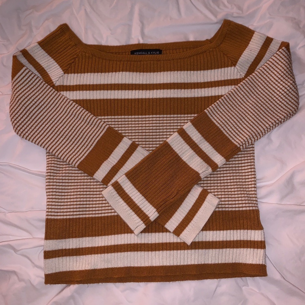 Kendall & Kylie Off the Shoulder Long Sleeve Shirt